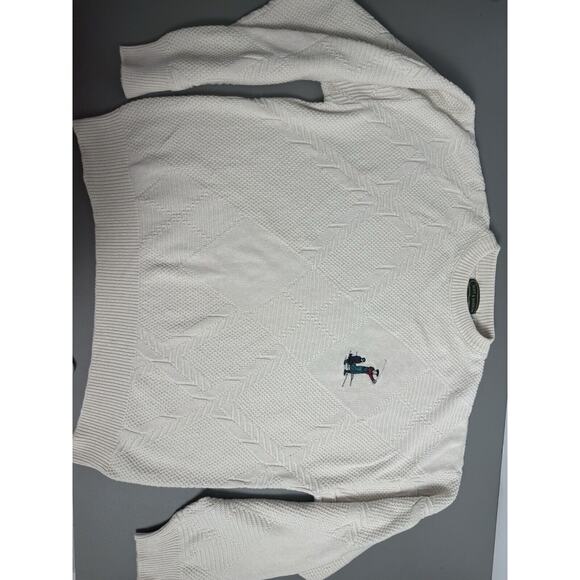 Vintage Croft And Barrow Golf Sweater Mens XL Cream Knit Crew Neck - Picture 5 of 8